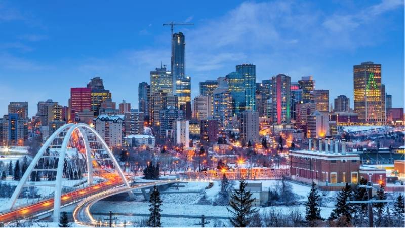 Edmonton downtown no inverno
