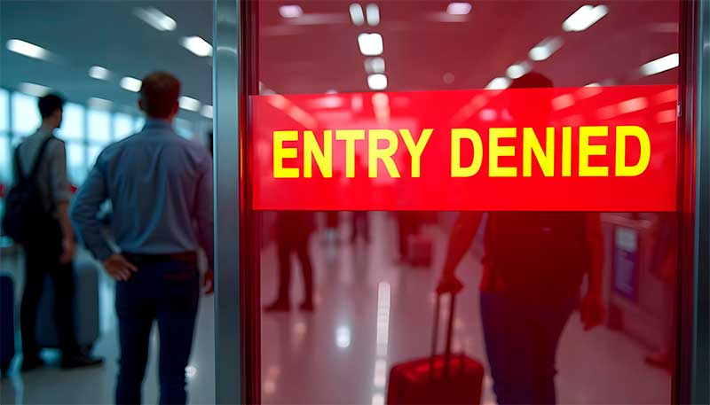 Entrada recusada quando não tem um visto
