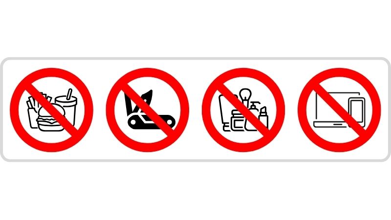 Itens proibidos na entrevista
