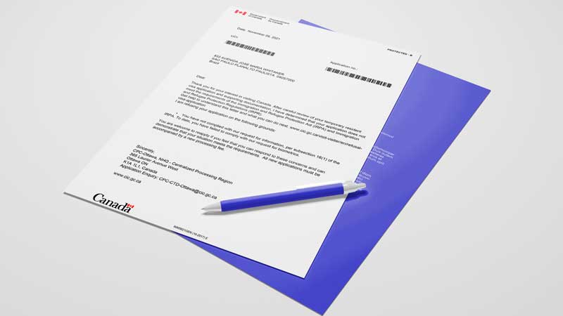 Carta padrão de negativa do consulado canadense
